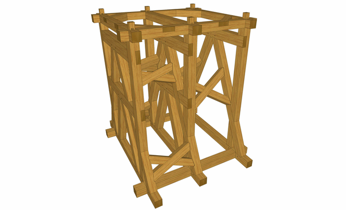 3D Ansicht Eichenholzglockenstuhl 3D Ansicht Eichenholzglockenstuhl…