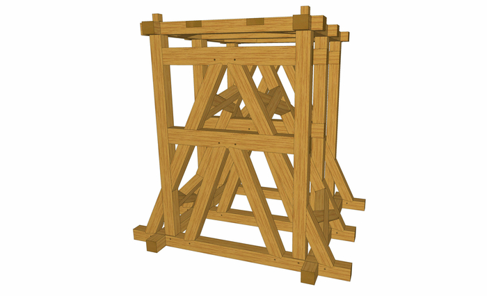 3D Ansicht Eichenholzglockenstuhl 3D Ansicht Eichenholzglockenstuhl…