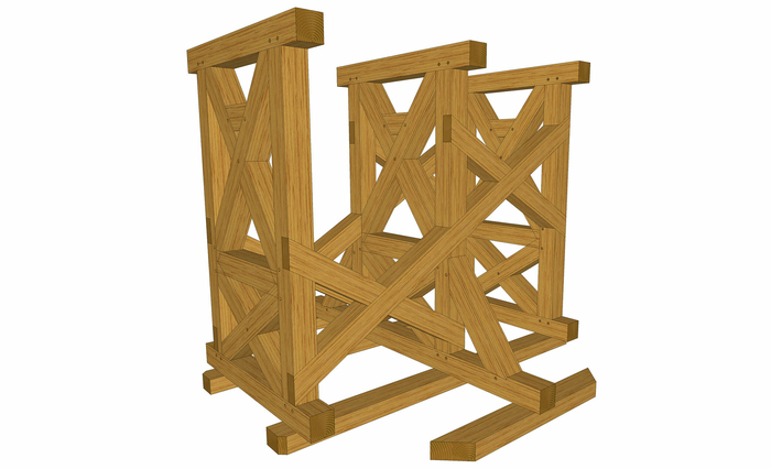 3D Ansicht Eichenholzglockenstuhl 3D Ansicht Eichenholzglockenstuhl…