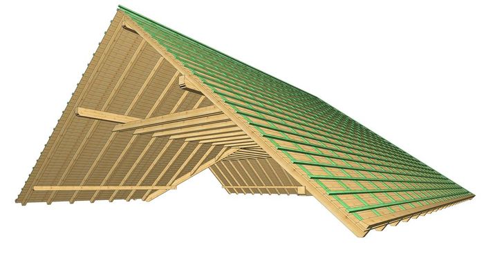 Dachstuhl aus L-Bau in Grafikplanung Dachstuhl aus L-Bau in Grafikplanung