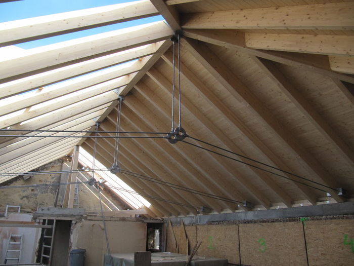 Dachtragwerk mit abgehängten Zugstabsystem Dachtragwerk mit abgehängten Zugstabsystem…