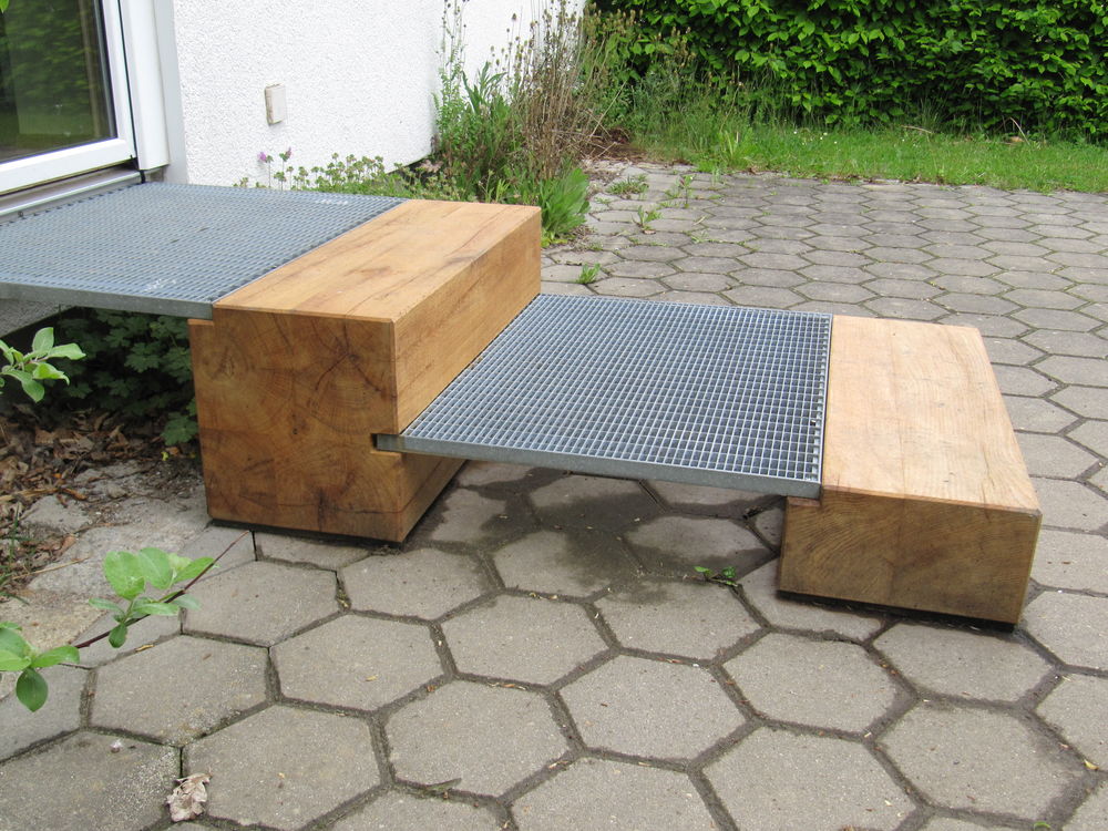 Eichenholz Blockstufen mit Gitterrosten als Eingangstreppe&hellip;